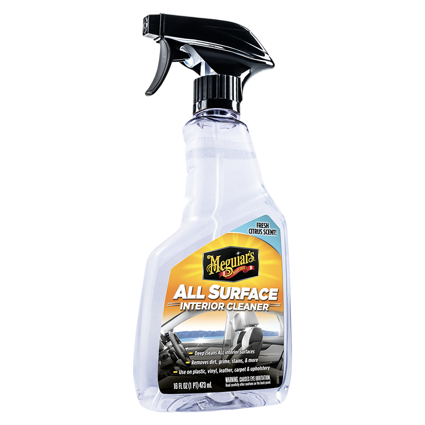 Limpia con seguridad todo el interior de tu auto con All Surface Interior Cleaner de Meguiar's. Ideal para pantallas, cuero, vinilo y más, sin residuos.