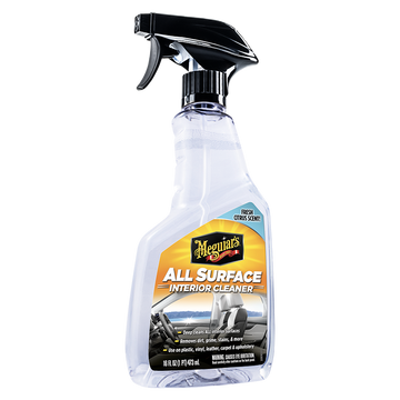 Limpia con seguridad todo el interior de tu auto con All Surface Interior Cleaner de Meguiar's. Ideal para pantallas, cuero, vinilo y más, sin residuos.