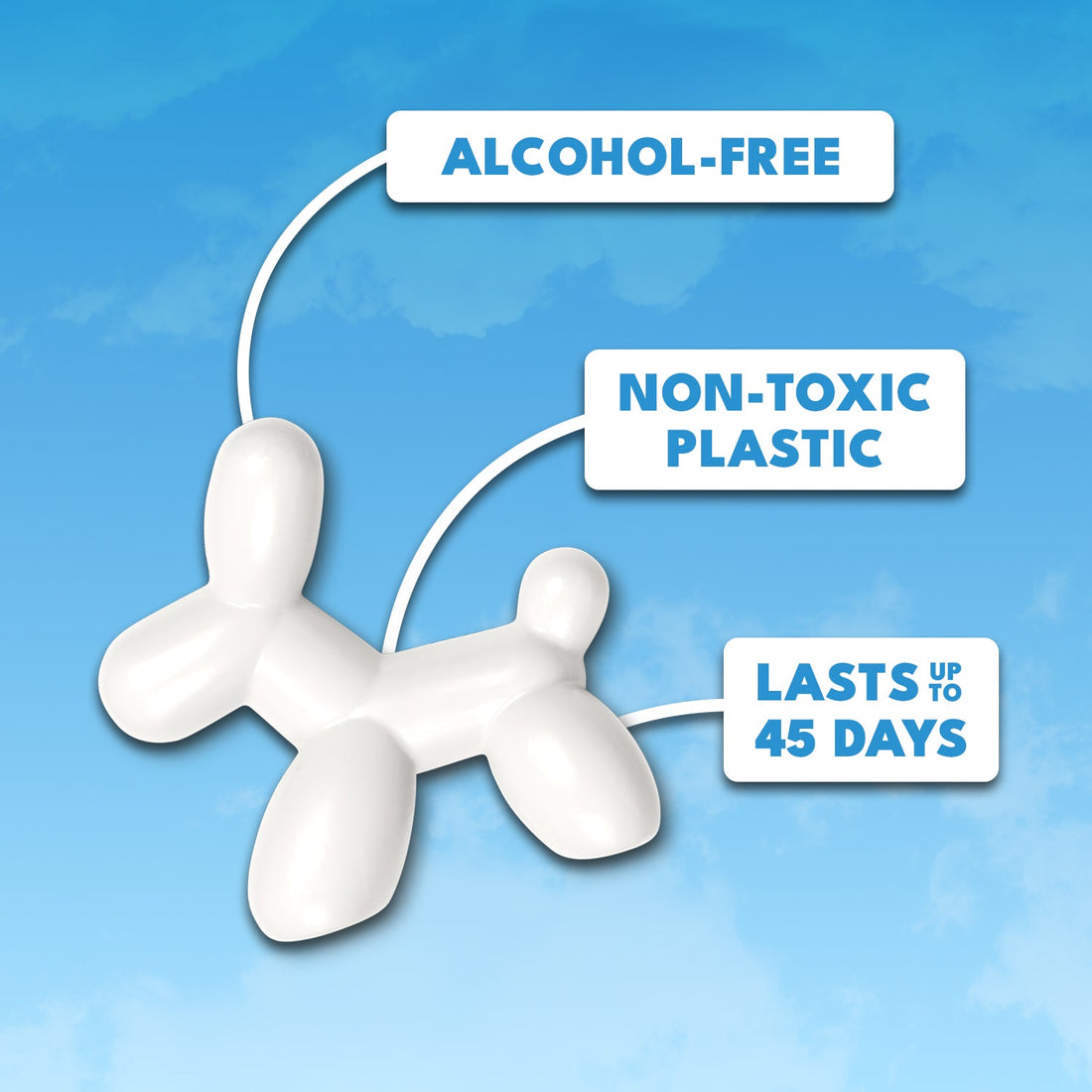 Ambientador Little Joe Dog con diseño de perrito, ideal para autos. Se instala fácil en la rejilla y libera aroma suave hasta por 45 días.