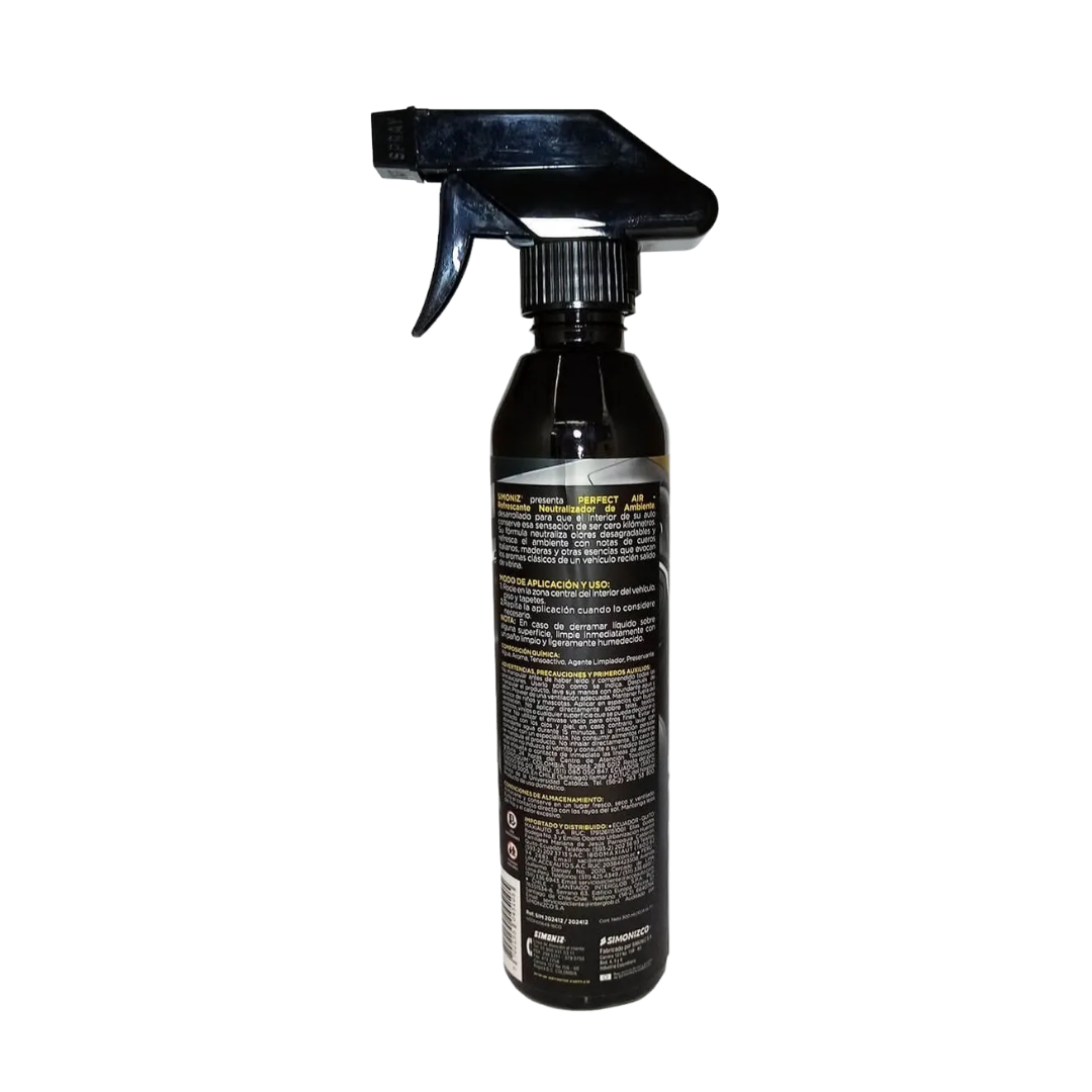 ambientador simoniz, eliminador de olores, ambientador para carro, neutralizador de olores, aroma fresco simoniz, ambientador hogar, spray simoniz, olor agradable auto, ambientador duradero, simoniz refrescante, limpieza interior auto, ambientador profesional