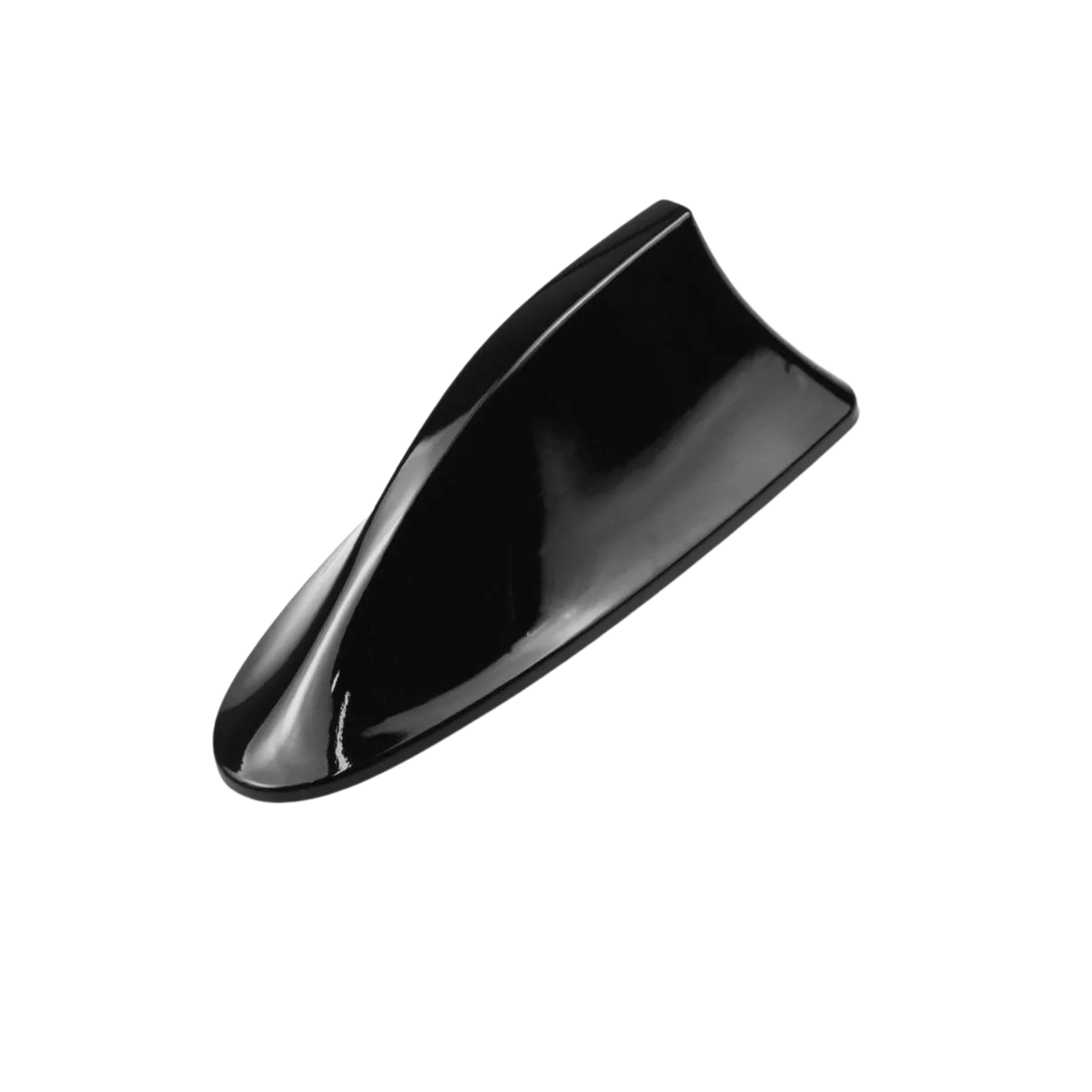 Antena tipo aleta de tiburón negra. Mejora la estética del carro y mantiene buena recepción. Fácil instalación y diseño deportivo universal.