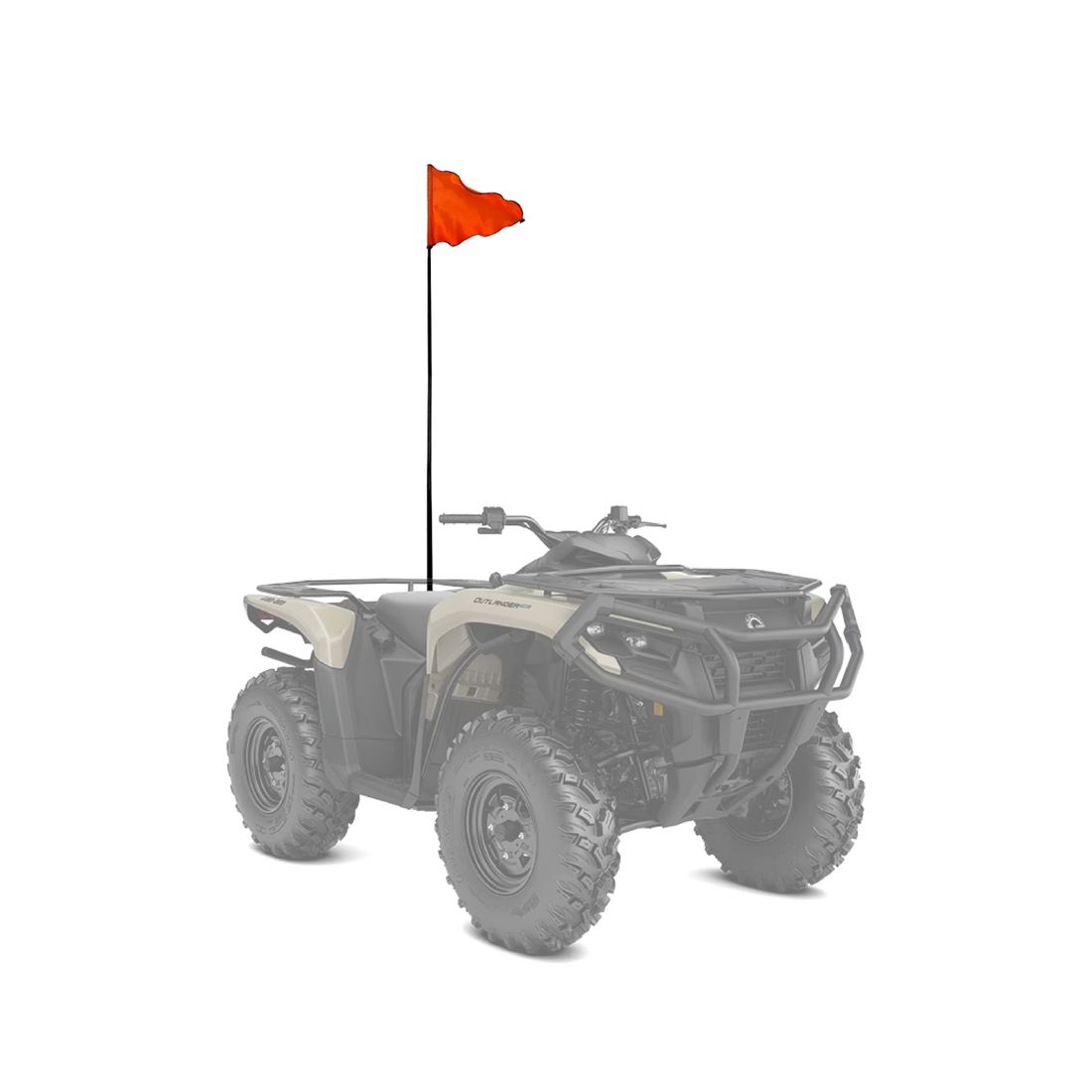 Asta/Varilla de 1.2 m con fijación de tornillo y tuerca, ideal para motos, cuatrimotos y remolques. Incluye bandera reflectiva de 28x23 cm para mayor visibilidad.