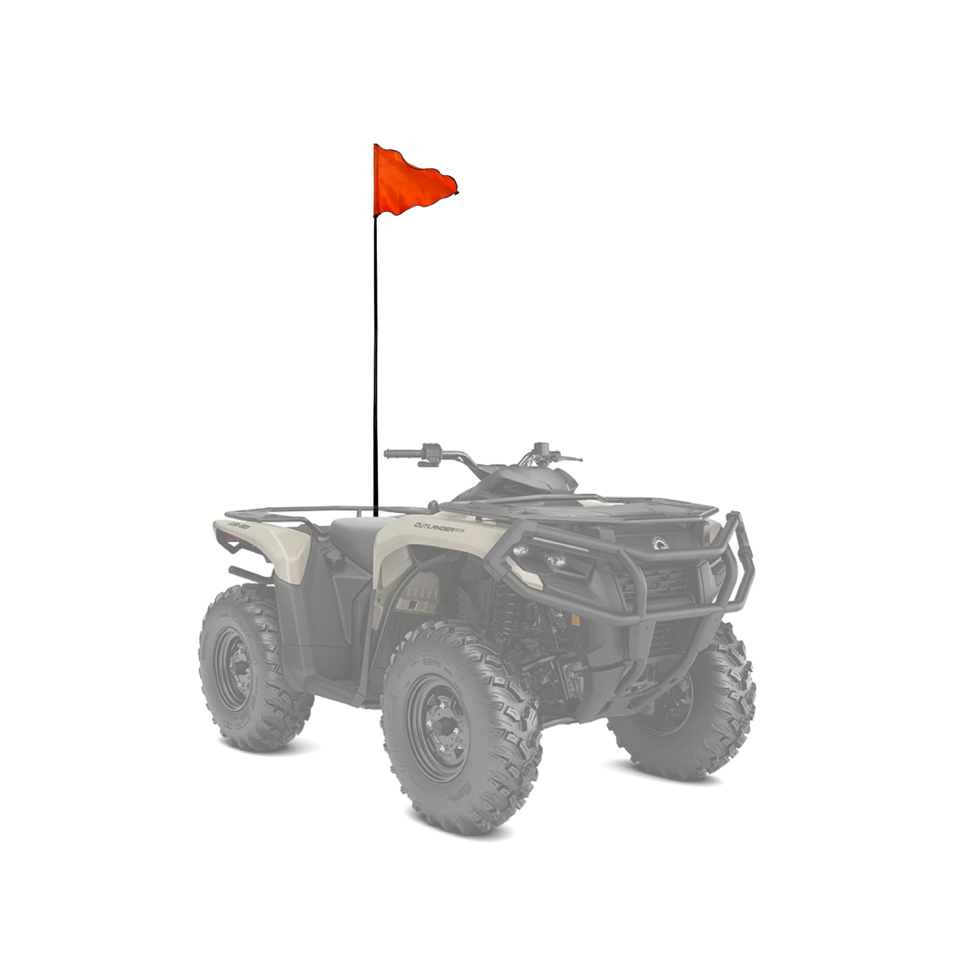 Asta/Varilla de 1.2 m con fijación de tornillo y tuerca, ideal para motos, cuatrimotos y remolques. Incluye bandera reflectiva de 28x23 cm para mayor visibilidad.