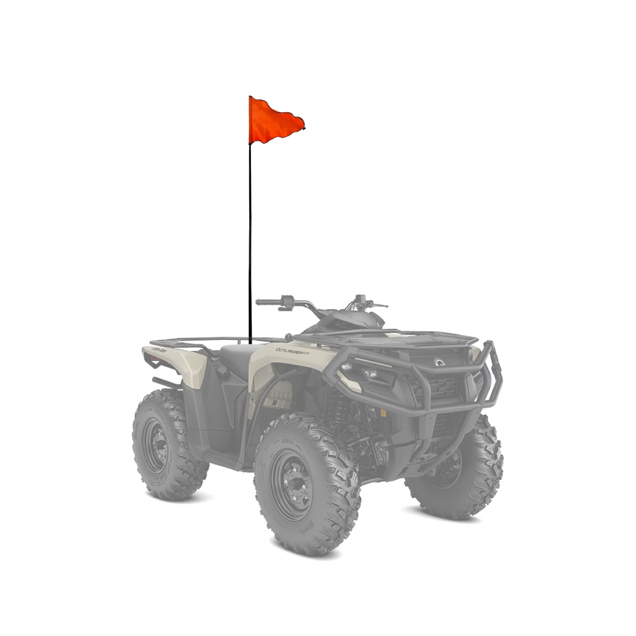 Asta/Varilla de 1.2 m con fijación de tornillo y tuerca, ideal para motos, cuatrimotos y remolques. Incluye bandera reflectiva de 28x23 cm para mayor visibilidad.