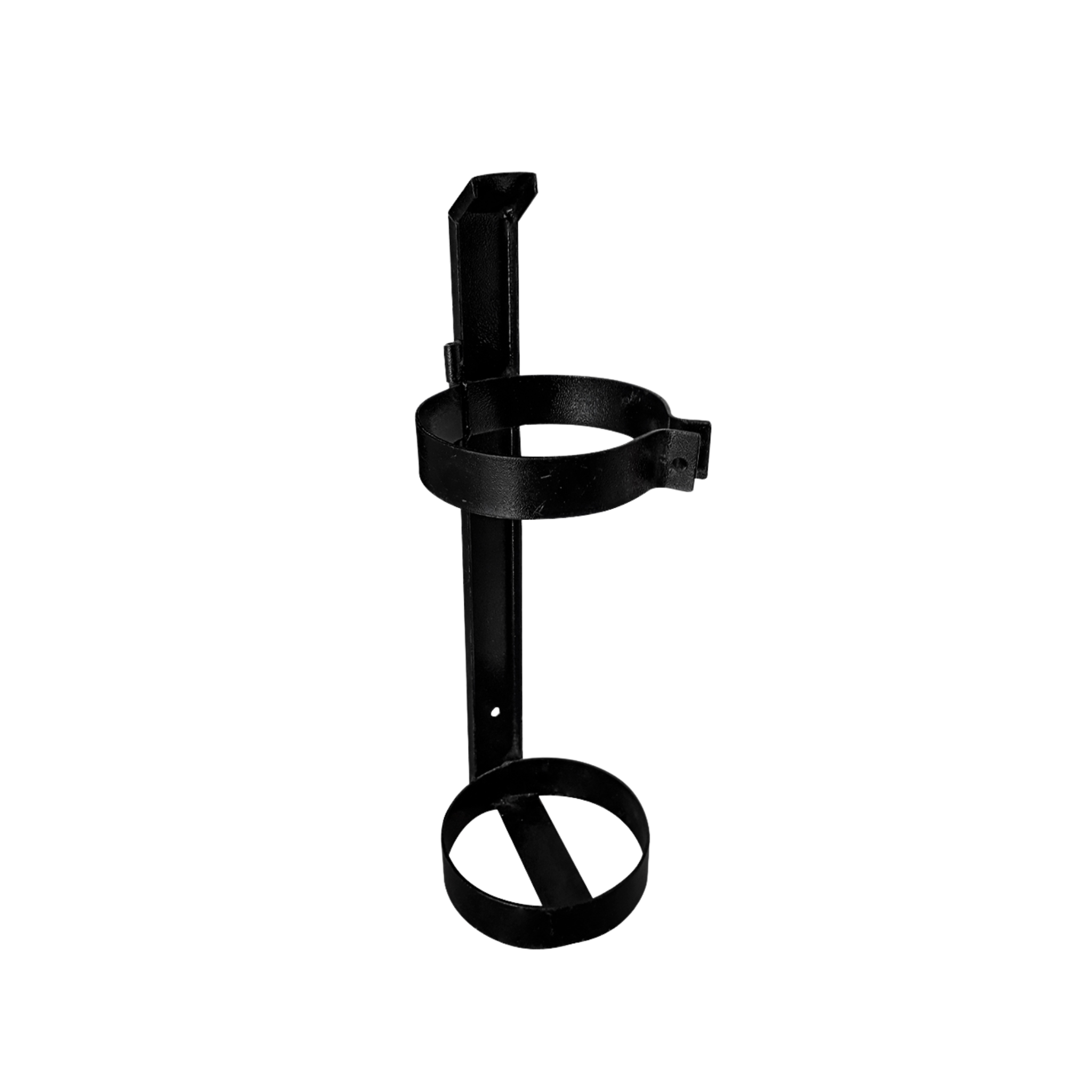 Base metálica negra para extintor de 20 libras. Estable, resistente y segura para uso en vehículos, oficinas, talleres o espacios industriales.