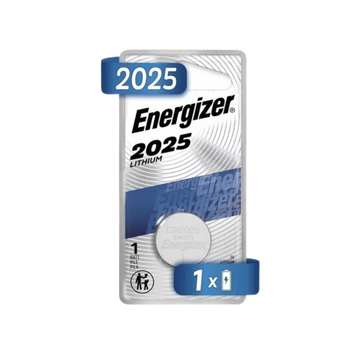 Batería Energizer 2025 de larga duración. Funciona en temperaturas extremas, mantiene carga hasta 8 años y es ideal para dispositivos electrónicos.
