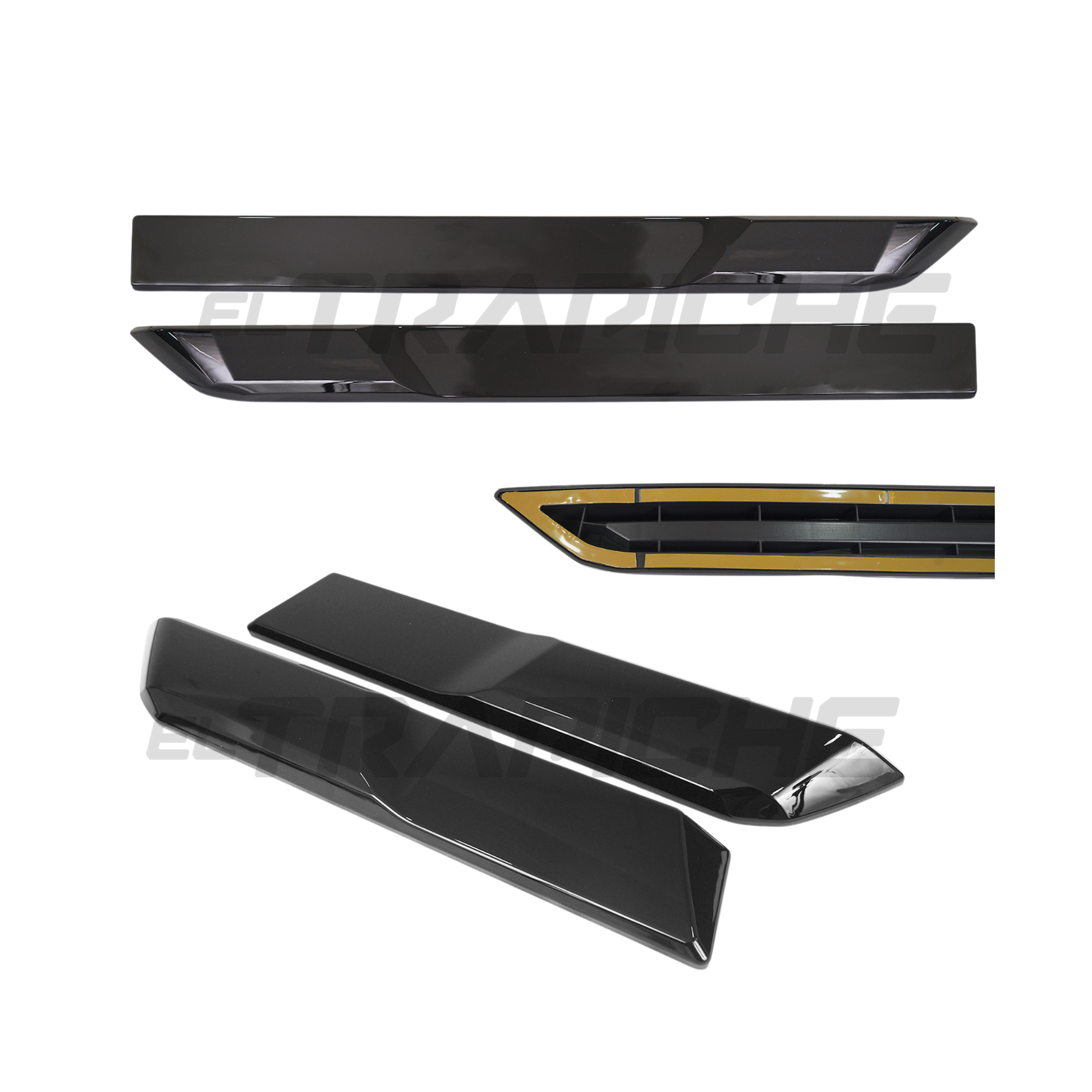 Biseles de Puerta en Negro Piano para Toyota Prado 250 – Juego de 4 Piezas