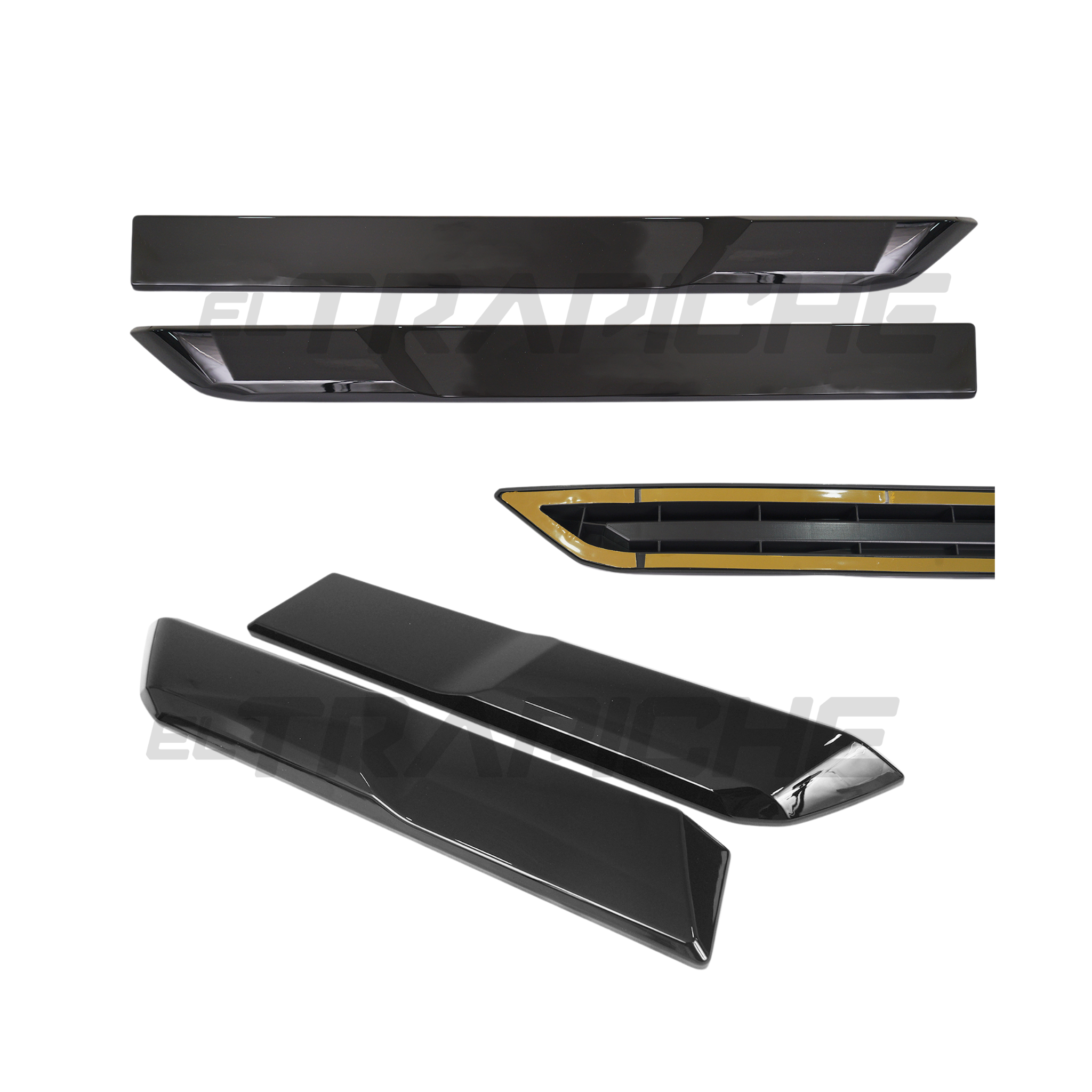 Biseles de Puerta en Negro Piano para Toyota Prado 250 – Juego de 4 Piezas