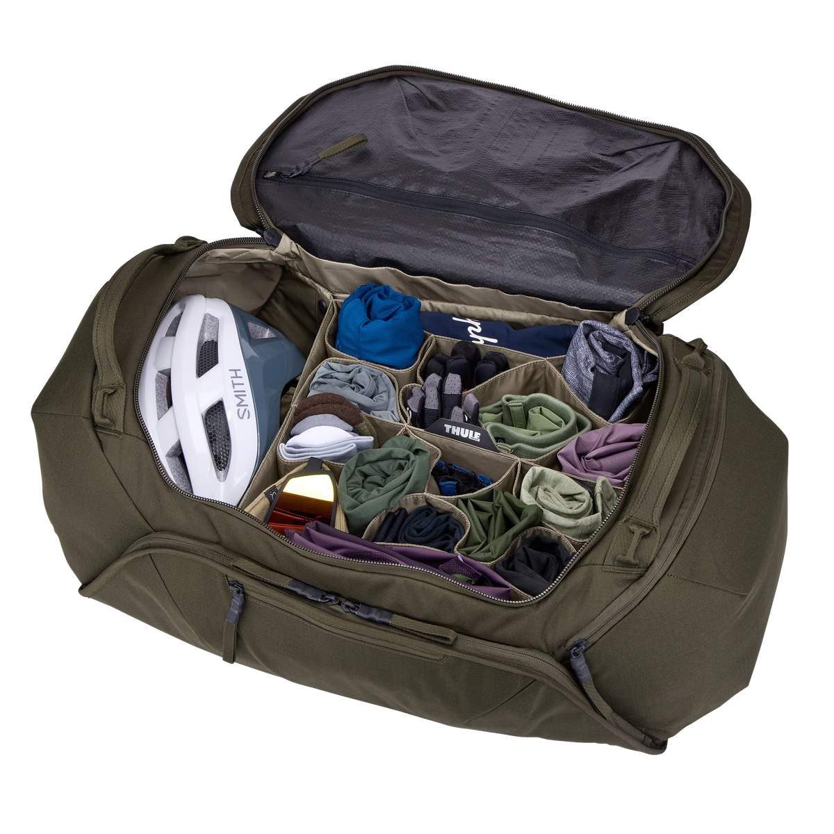 Bolso RoundTrip Thule, bolso ciclista Thule, bolso para accesorios de bicicleta, bolso Thule 55L, bolso bluesign Thule, mochila para ciclistas, bolso de viaje para bicicleta, accesorios Thule, bolso de lona Thule, bolso de ciclismo montaña carretera