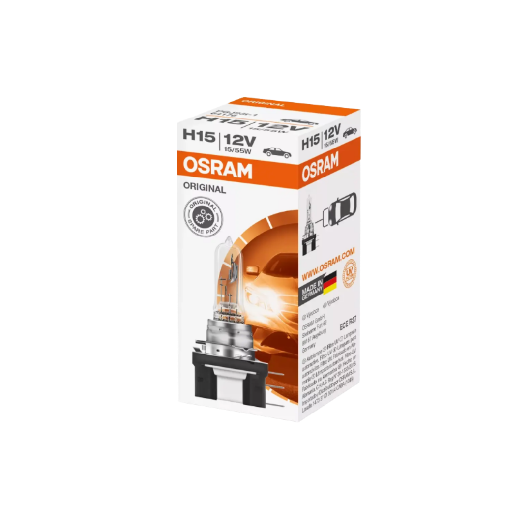bombillo h15 osram, osram h15 12v 15/55w, foco halógeno h15, bombillo doble función osram, luz diurna h15, luz alta osram h15, bombillo drl carro, osram 64176, lámpara automotriz h15, iluminación halógena h15, repuesto luces osram, bombillo h15 larga duración, base h15 bombillo

