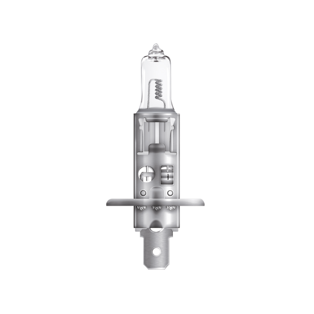 bombillo h1 osram, bombillo h1 12v 55w, lámpara retrofit led h1, repuesto original osram, luz blanca 6000k, bombillo para carro h1, bombillo moto h1, osram 25w, bombillo base P14.5s, iluminación frontal auto, bombillo h1 camioneta, bombillo h1 luz moderna, osram luz blanca, bombillo duradero auto