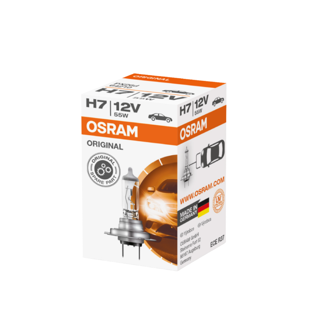 bombillo h7 osram, bombillo h7 12v 55w, lámpara halógena h7, osram px26d, luz cálida 3200k, repuesto original osram, bombillo moto h7, bombillo carro h7, bombillo camioneta h7, norma ece r37, iluminación halógena auto, bombillo h7 homologado, foco h7 osram, bombillo farola h7
