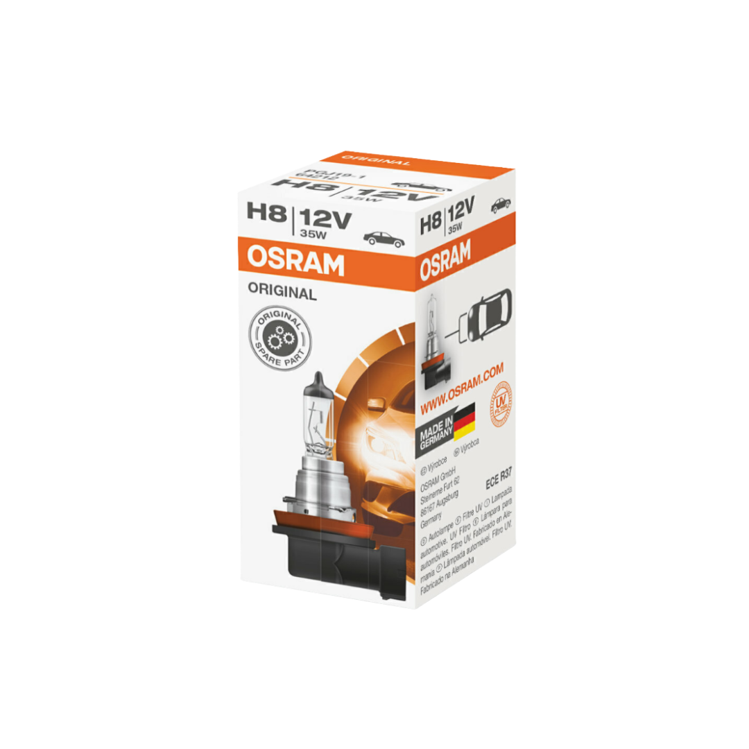 bombillo h8 osram, bombillo h8 12v 43w, lámpara halógena h8, osram pgj19-1, luz halógena 3200k, foco h8 para carro, bombillo niebla osram, bombillo halógeno auto, osram h8 ece r37, repuesto original bombillo h8, bombillo h8 camioneta, iluminación automotriz h8, farola halógena h8