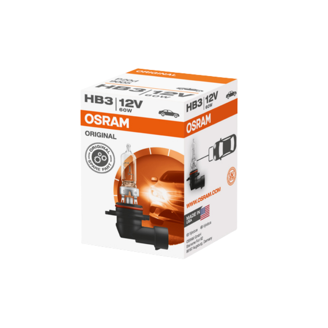 bombillo hb3 osram, bombillo 9005 12v, lámpara halógena osram, bombillo p20d, bombillo 60w carro, bombillo luz cálida, iluminación frontal vehículo, bombillo osram hb3 12v, bombillo farola delantera, bombillo carretera