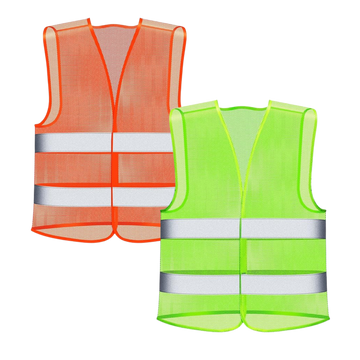 Chaleco reflectivo en poliéster de alta resistencia, colores neón y bandas reflectivas. Ideal para seguridad vial, ciclistas, moteros y operarios.