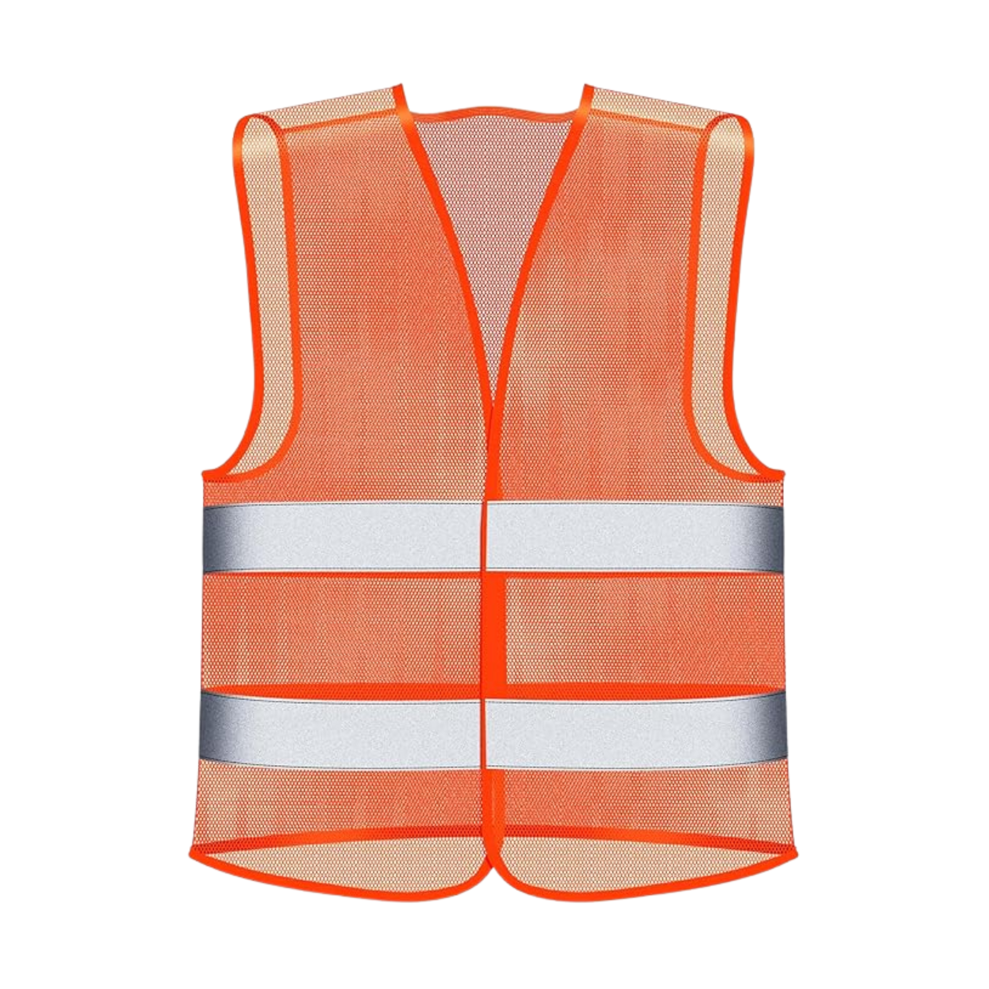 Chaleco reflectivo en poliéster de alta resistencia, colores neón y bandas reflectivas. Ideal para seguridad vial, ciclistas, moteros y operarios.