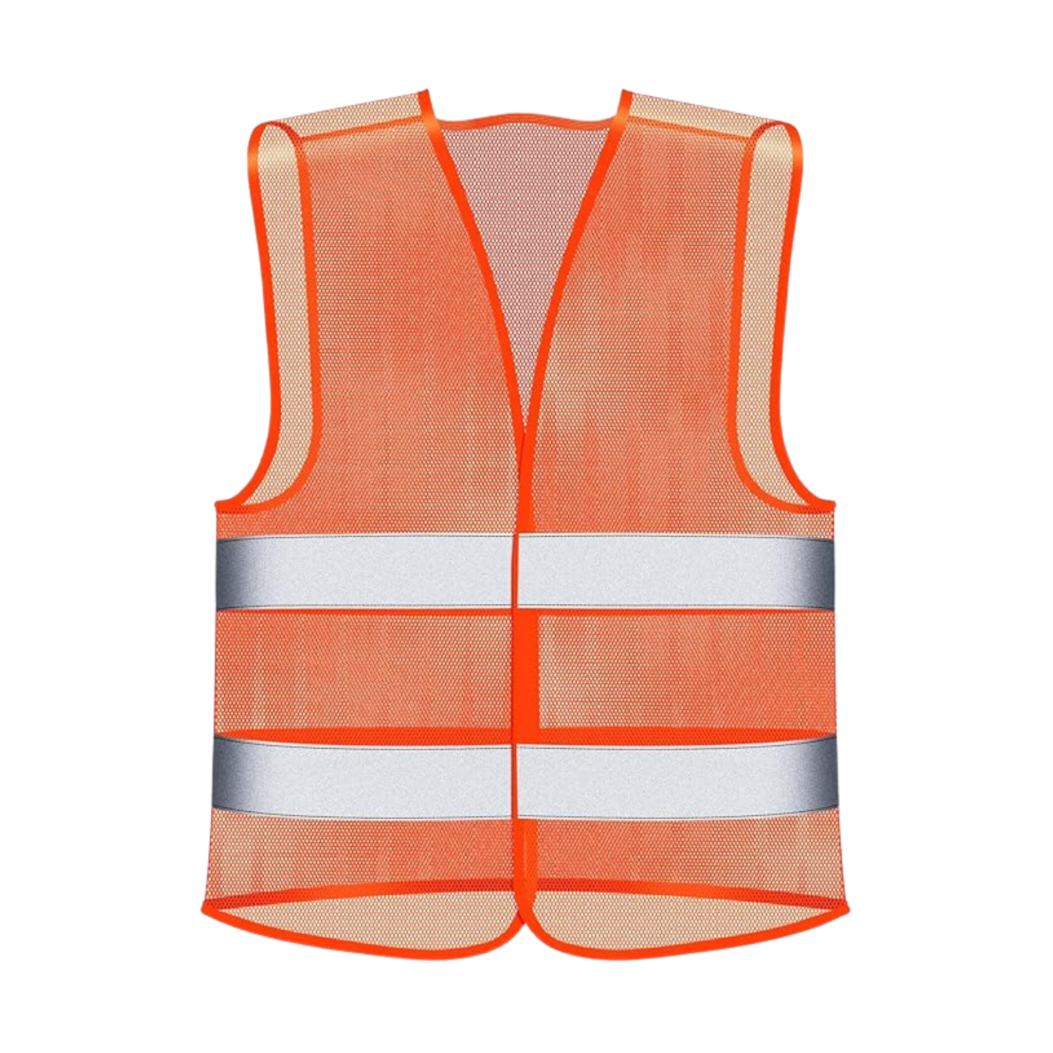 Chaleco reflectivo en poliéster de alta resistencia, colores neón y bandas reflectivas. Ideal para seguridad vial, ciclistas, moteros y operarios.