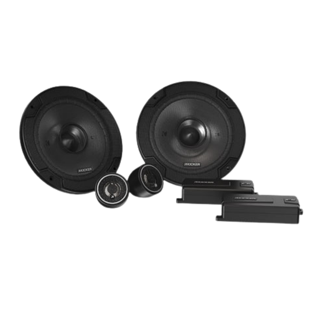 kicker componentes 6.5, parlantes kicker 300w, kit kicker cs series, tweeters kicker, crossover kicker, mejora sonido carro, sistema de audio carro, parlantes y tweeters kicker, kit audio 2 vías