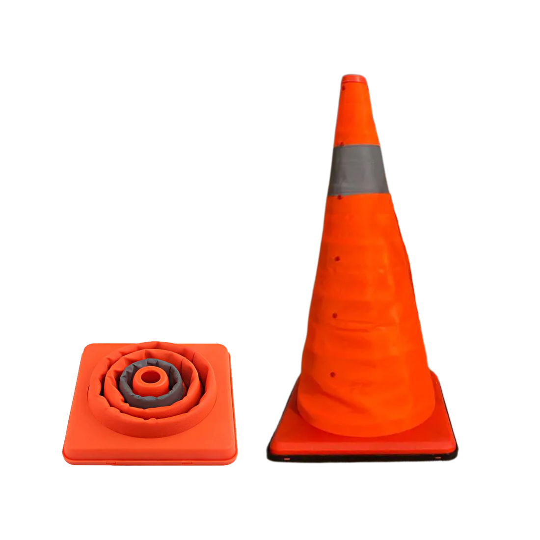 Cono retráctil reflectivo de emergencia, resistente al desgaste y duradero para uso prolongado. Tiene buena flexibilidad, antibalanceo gracias a su rígida base. 
