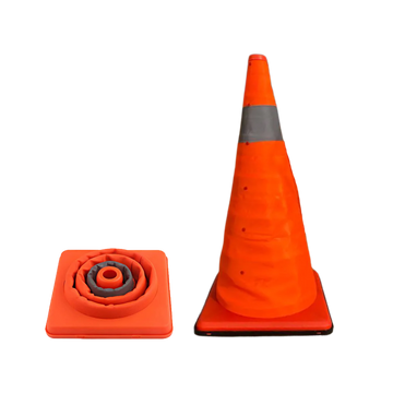 Cono retráctil reflectivo de emergencia, resistente al desgaste y duradero para uso prolongado. Tiene buena flexibilidad, antibalanceo gracias a su rígida base. 