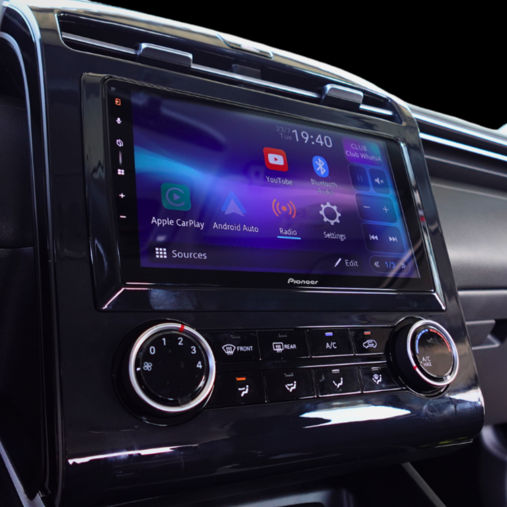 DVD Pioneer 9'' DMH-AP6650BT con pantalla táctil, Bluetooth, conectividad Apple CarPlay y Android Auto. Disfruta de audio y video de alta calidad en tu vehículo.