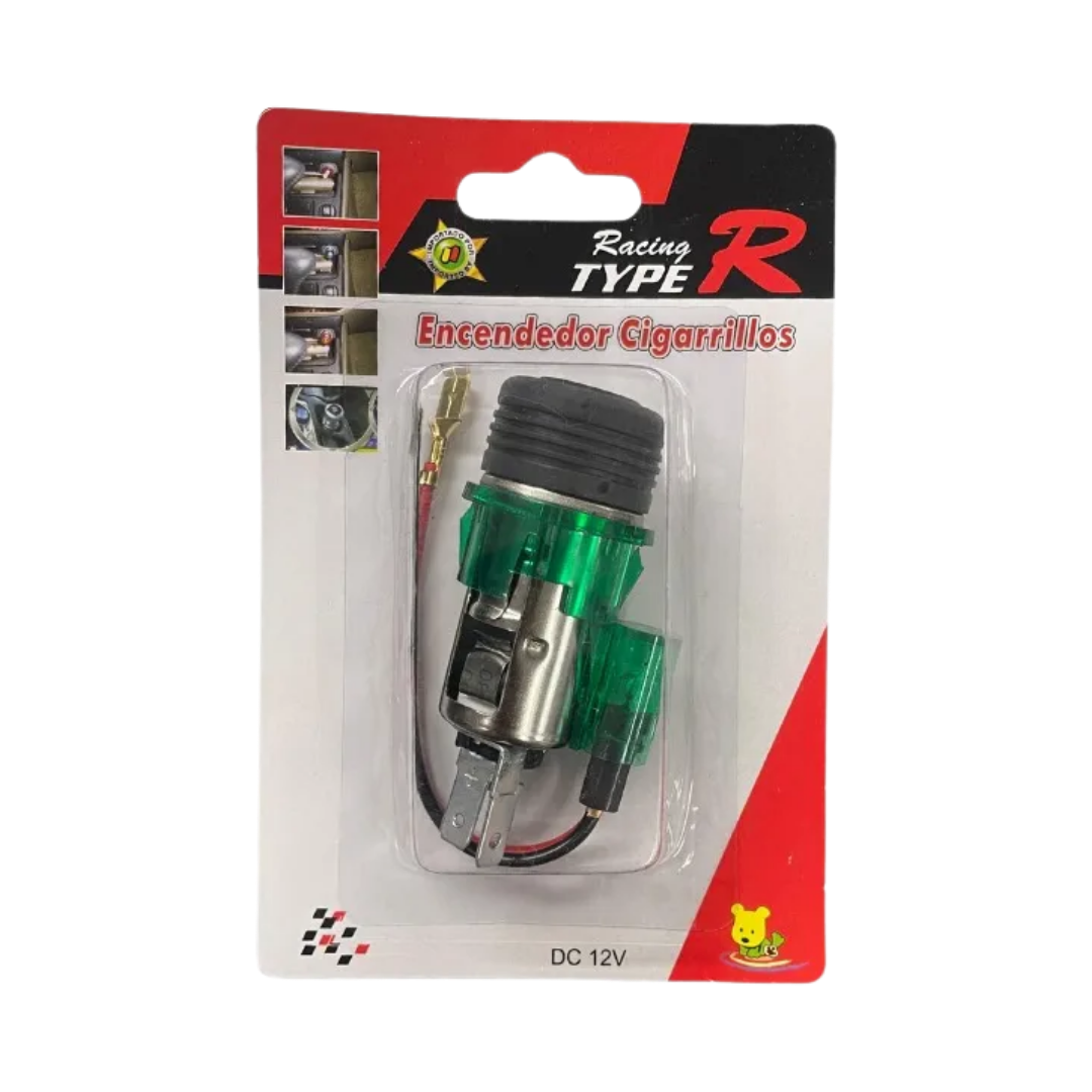 encendedor tipo hella, toma 12V auto, encendedor cigarrillos carro, racing type R, accesorio eléctrico auto, encendedor universal