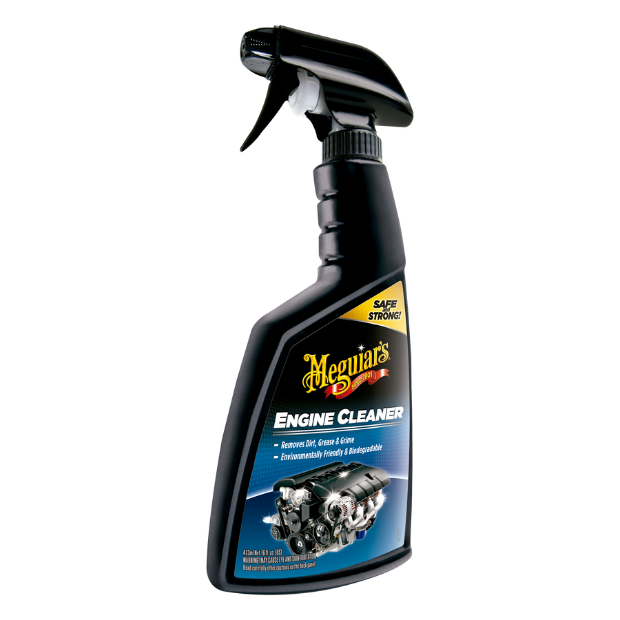Meguiar’s Engine Cleaner limpia grasa y suciedad del motor de forma segura. Espuma potente, sin dañar gomas, plásticos ni metales. Fácil y rápido de usar.

