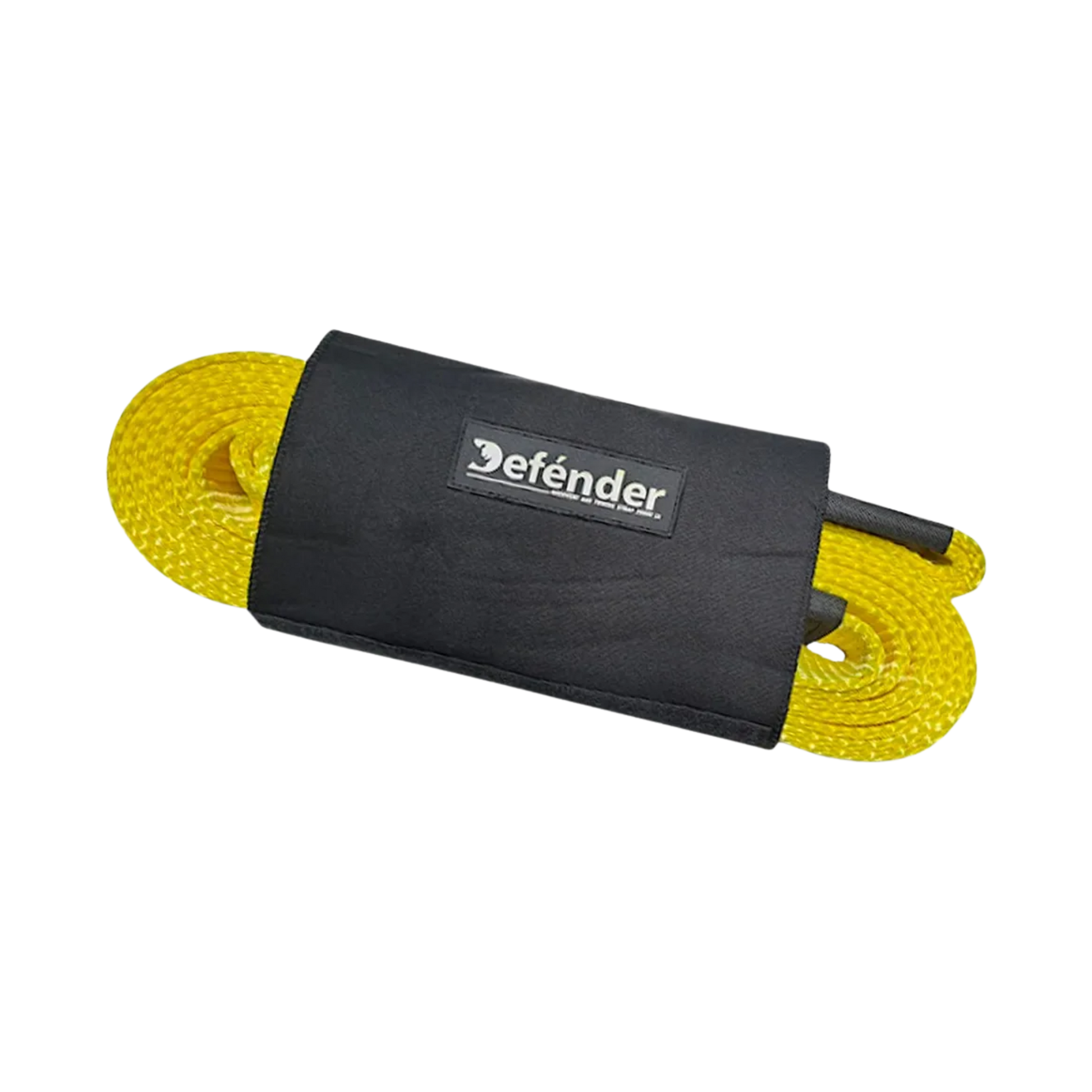 Correa de amarre tipo eslinga Defénder de 5.5 cm x 6 m, fuerza de ruptura de 20,000 lb, ideal para cargas pesadas con máxima resistencia y durabilidad.