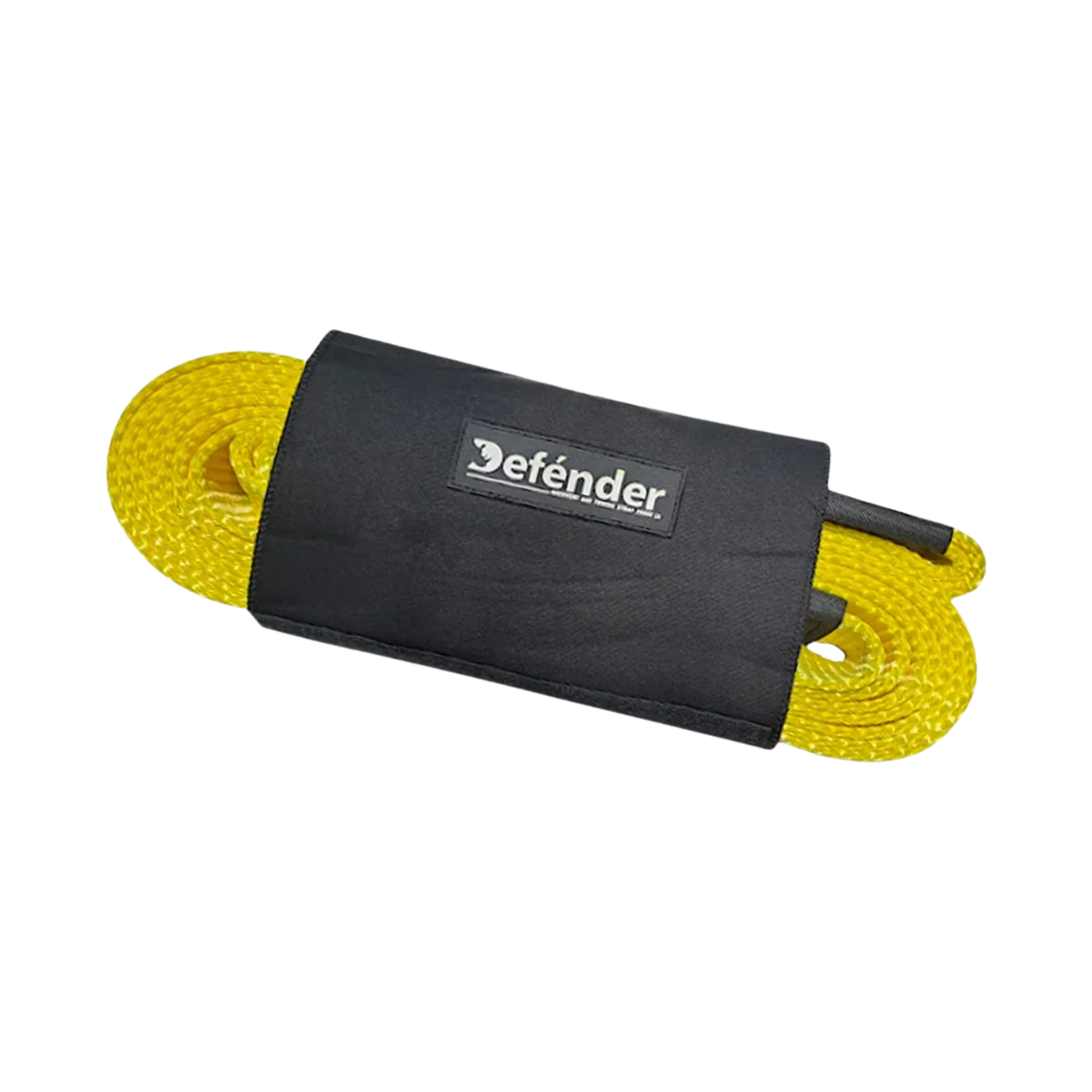 Correa de amarre tipo eslinga Defénder de 5.5 cm x 6 m, fuerza de ruptura de 20,000 lb, ideal para cargas pesadas con máxima resistencia y durabilidad.