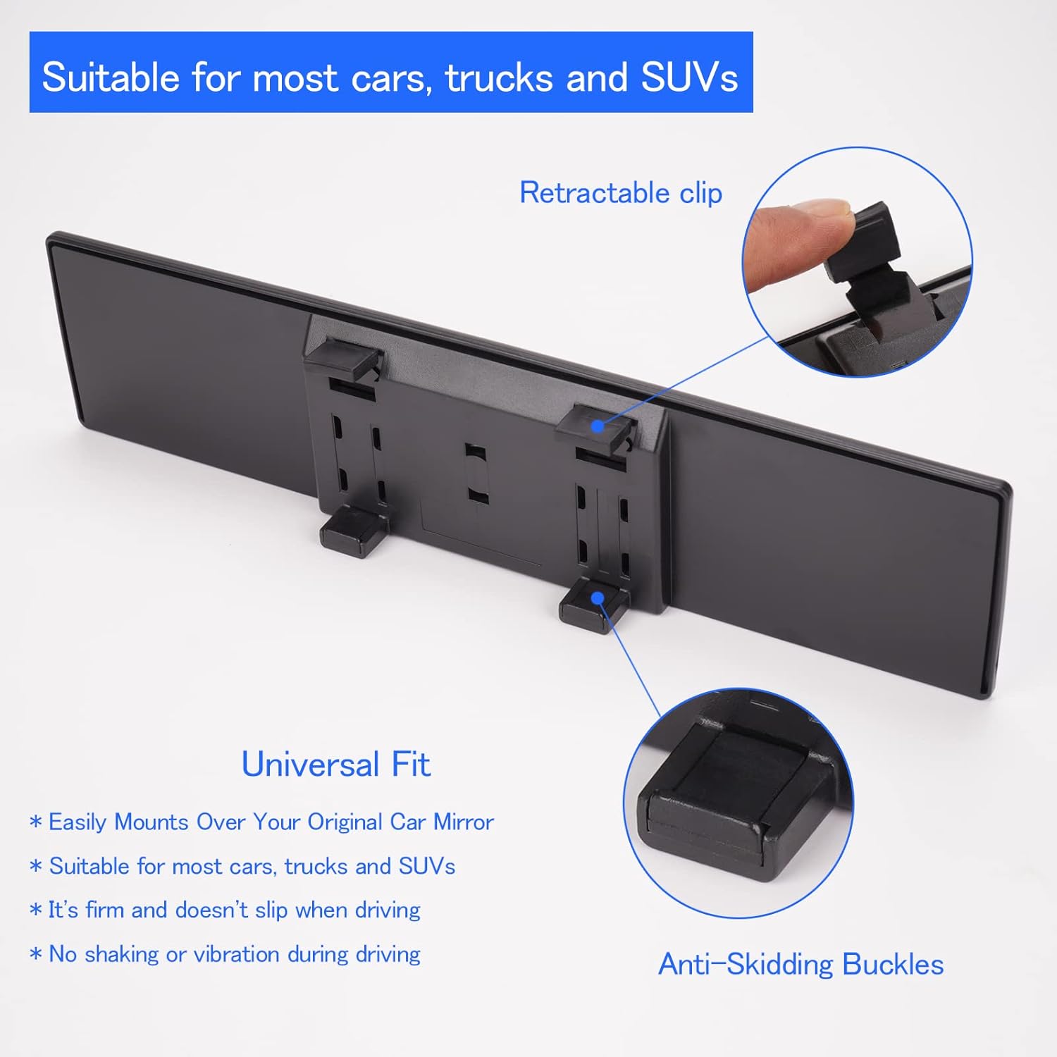 espejo sobreponer carro, espejo retrovisor 30cm, espejo panorámico auto, retrovisor ampliado, espejo visión amplia, espejo antirreflejo, espejo para SUV, espejo interior auto, accesorio seguridad carro, espejo sobreponer universal