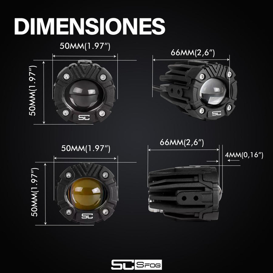 faros sc sfog, faros dual color toyota, luz led 2 pulgadas, faros led hilux revo, faro lc300 niebla, faro yaris cross, luz blanca y ámbar, faro antiniebla toyota, led driving beam, sc sfog 2350 lúmenes, faro led toyota 2024, faro toyota plug and play, faro camión compacto, faros 2” resistentes, luz led todo clima