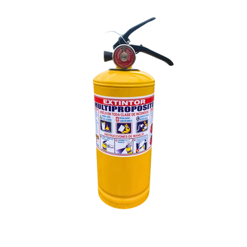 Extintor multipropósito de 5 libras, combate fuegos tipo A, B y C. Ideal para carro, hogar u oficina. Incluye soporte y manómetro de presión.