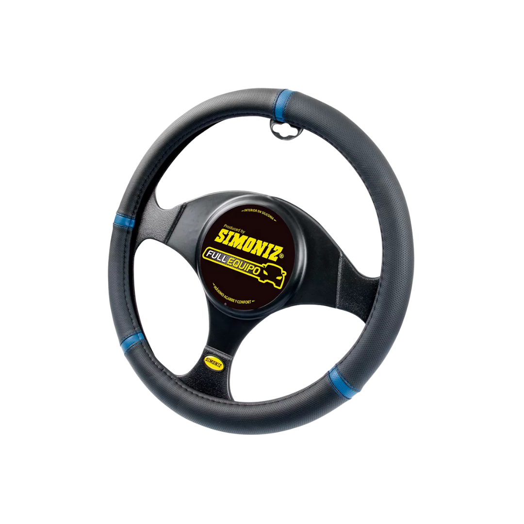 forro cabrilla simoniz, protector timón carro, forro volante negro azul, cubierta volante pvc, funda para timón auto, accesorio interior carro, forro ergonómico timón, protector volante antidesgaste, accesorios simoniz carro, forro deportivo para volante