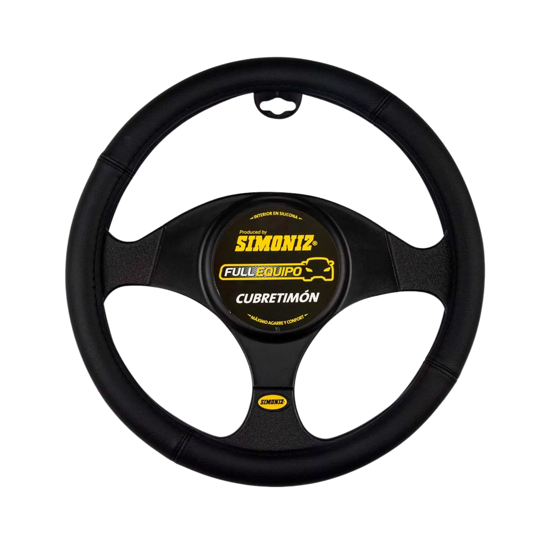 Forro para volante negro Simoniz antideslizante, mejora el agarre y protege la cabrilla. Universal, cómodo y fácil de instalar en carro o camioneta.