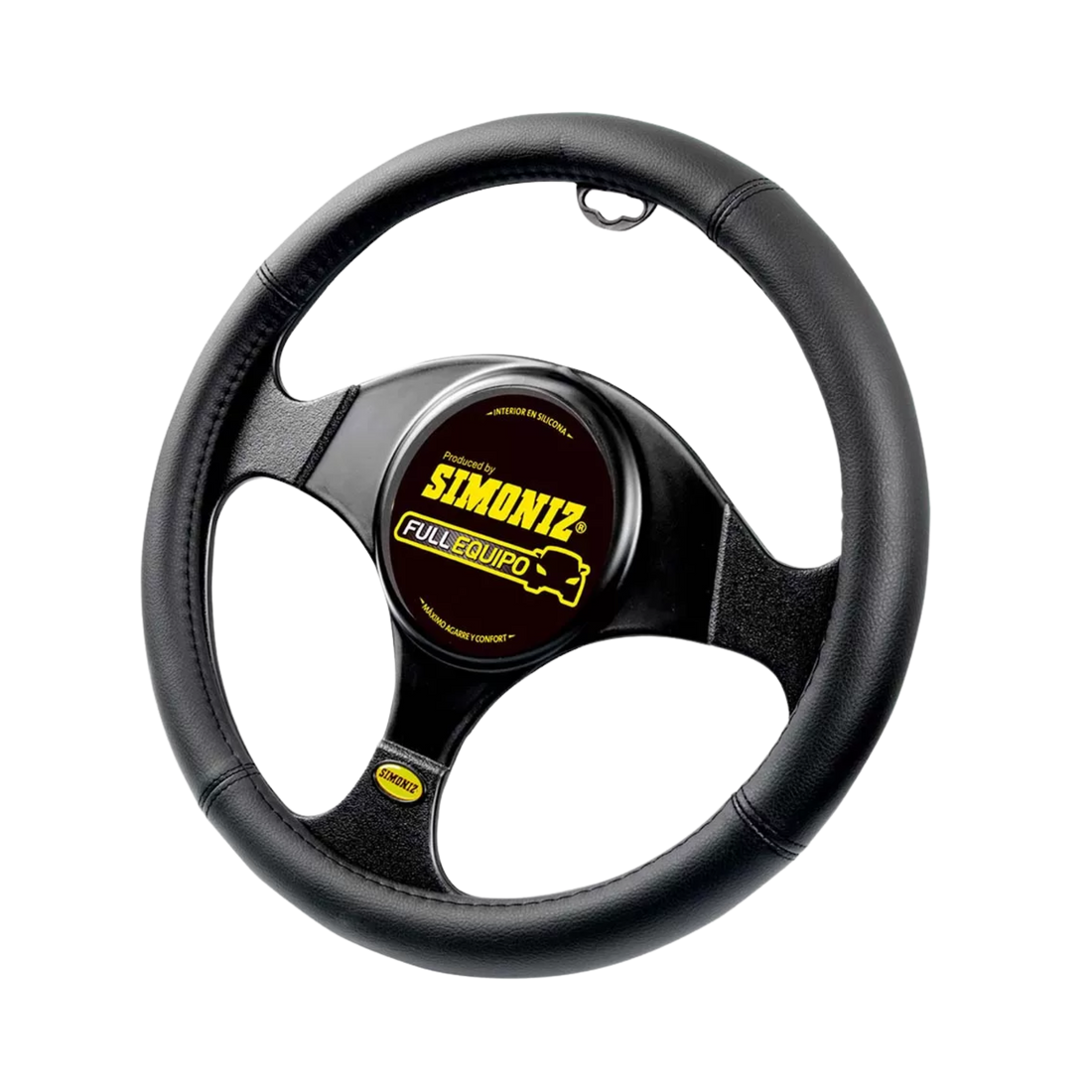 Forro para volante negro Simoniz antideslizante, mejora el agarre y protege la cabrilla. Universal, cómodo y fácil de instalar en carro o camioneta.