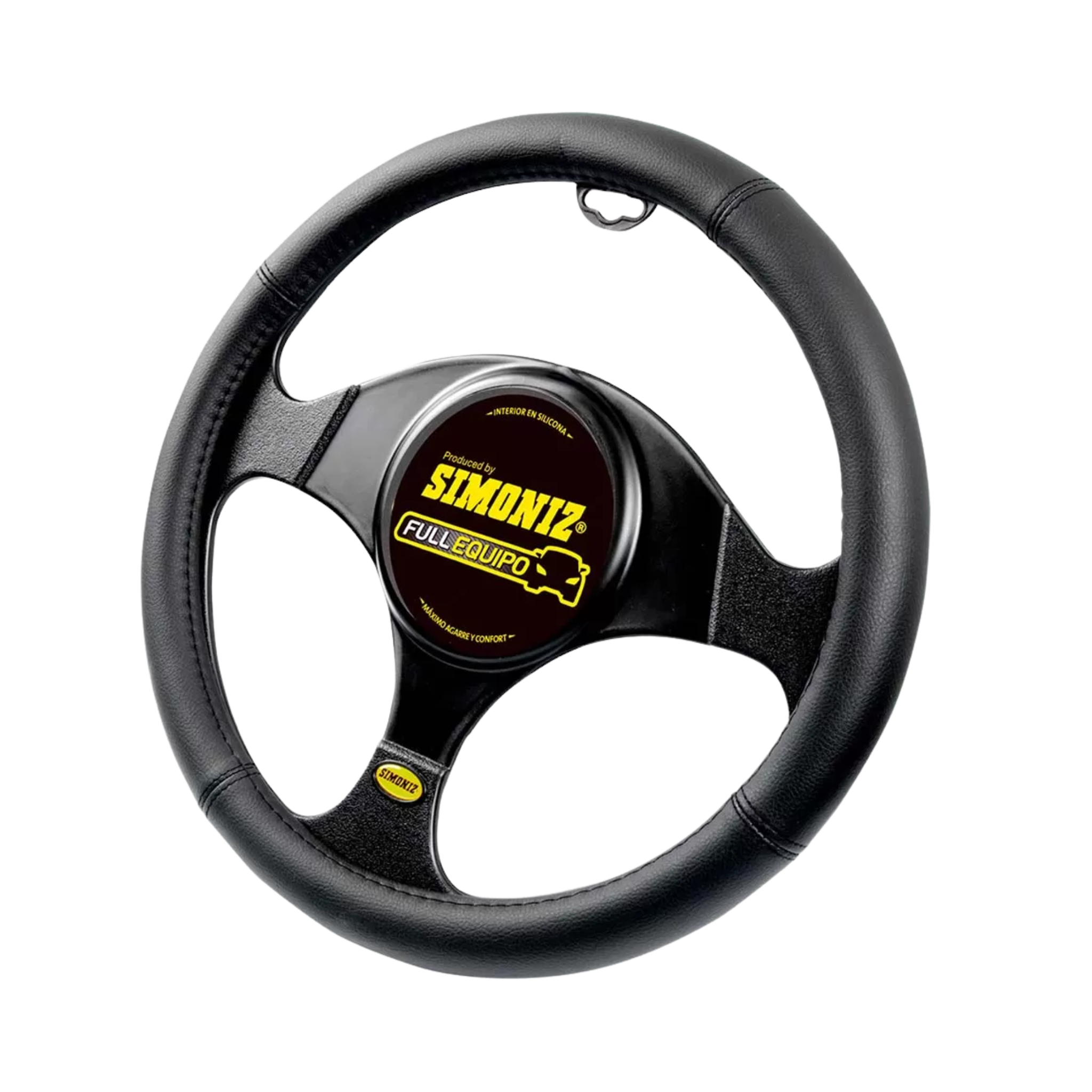 Forro para volante negro Simoniz antideslizante, mejora el agarre y protege la cabrilla. Universal, cómodo y fácil de instalar en carro o camioneta.