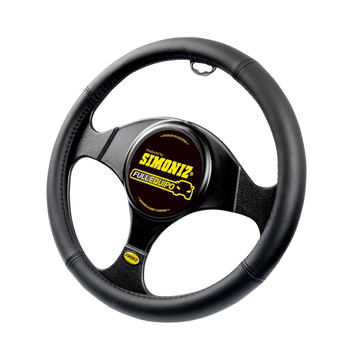 Forro para volante negro Simoniz antideslizante, mejora el agarre y protege la cabrilla. Universal, cómodo y fácil de instalar en carro o camioneta.