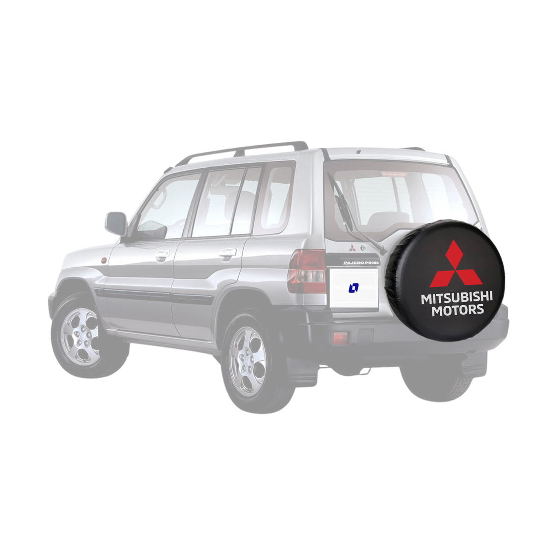 Forro de repuesto para llanta Mitsubishi. Protege la llanta de repuesto del sol, lluvia y polvo. Diseño resistente y fácil de instalar.