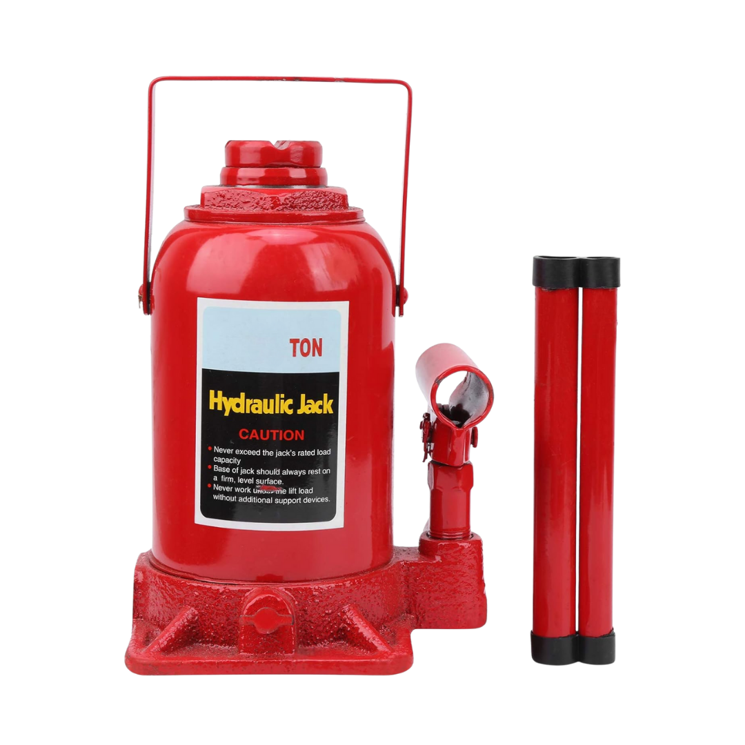 Gato hidráulico tipo botella de 15 toneladas. Levanta vehículos con seguridad y facilidad. Resistente, compacto y fácil de usar.