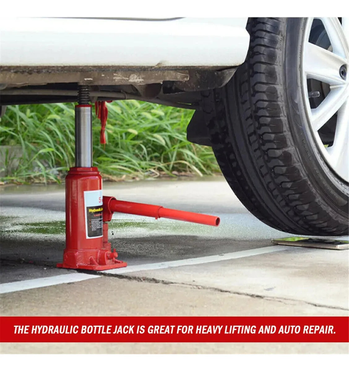 gato hidráulico 5 toneladas, gato tipo botella, herramienta mecánica, elevador de carros, gato para carro, gato taller automotriz, gato resistente


