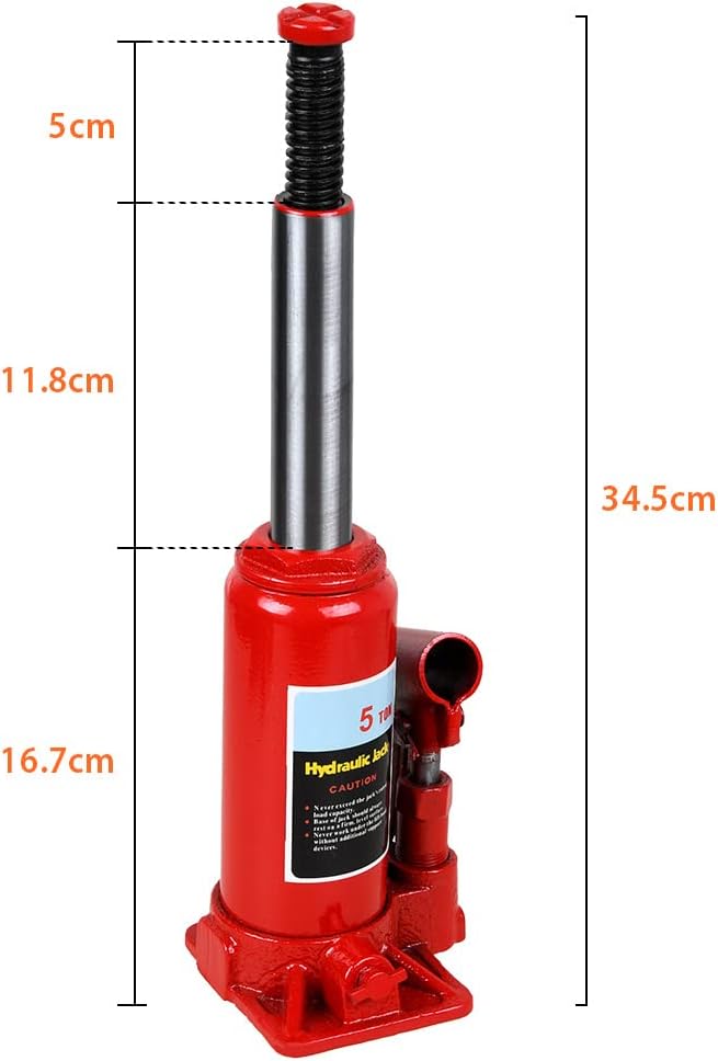 gato hidráulico 5 toneladas, gato tipo botella, herramienta mecánica, elevador de carros, gato para carro, gato taller automotriz, gato resistente

