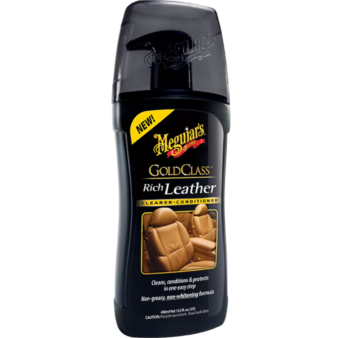 Limpia, nutre y protege el cuero con Meguiar’s Gold Class Leather Cleaner. Fórmula 2 en 1 que deja un acabado suave y protege contra rayos UV.

