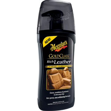 Limpia, nutre y protege el cuero con Meguiar’s Gold Class Leather Cleaner. Fórmula 2 en 1 que deja un acabado suave y protege contra rayos UV.

