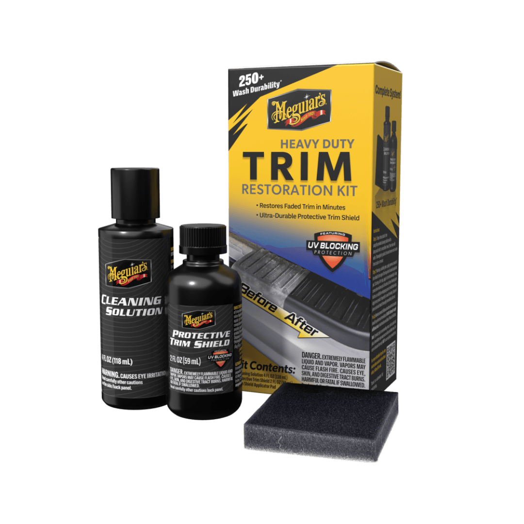 meguiars, kit restaurador, restaurador de plásticos, cuidado exterior, trim restoration, restaurar molduras, protección UV, limpieza de plástico exterior, accesorios detailing, kit auto detailing