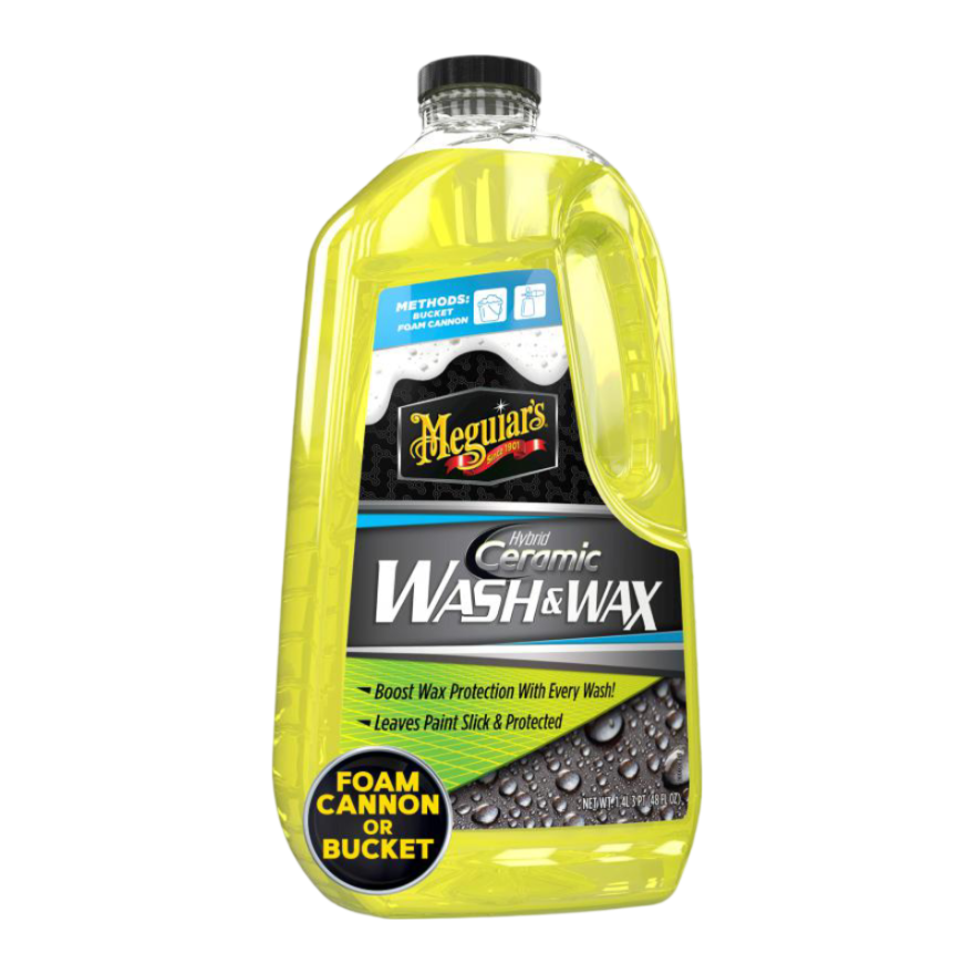Hybrid Ceramic Wash Wax es un shampoo que limpia y da protección cerámica a la pintura del auto. Deja la superficie mas resbalosa, lo que hace que la limpieza sea fácil y rápido.