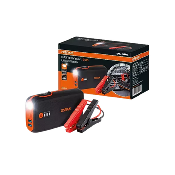 iniciador de batería, osram 300A, arrancador portátil, powerbank auto, jump starter compacto, batería 12V auto, arrancador de emergencia, cargador de autos