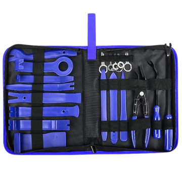 juego saca pines, kit desmontar molduras auto, herramientas nailon para carro, set clips paneles, herramientas para interiores de auto, remover molduras sin dañar, herramientas automotrices, desmontar estéreo sin rayar, extractor de clips, herramientas plásticas auto, juego para tapicería auto, kit herramientas carro, herramientas desmontar molduras