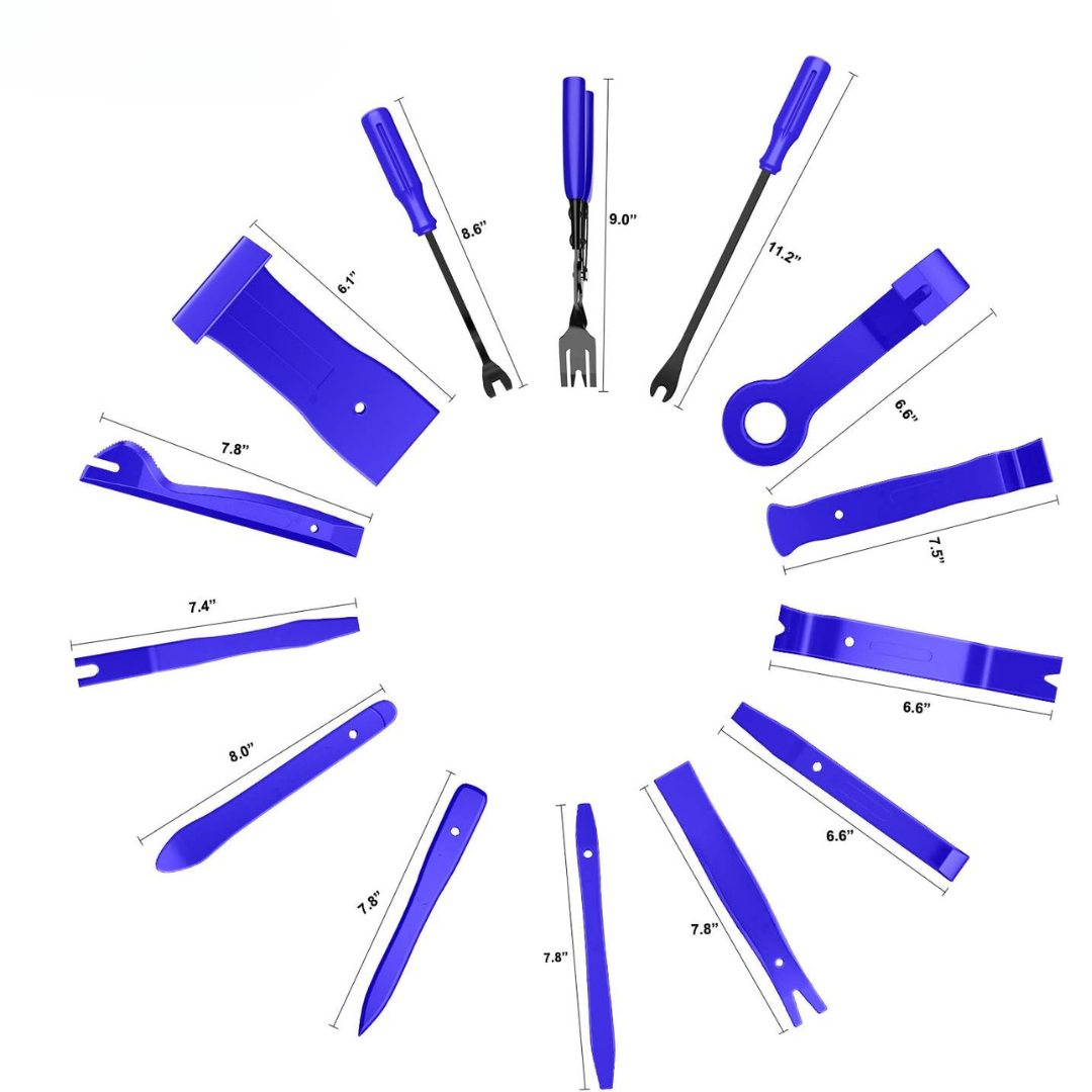 juego saca pines, kit desmontar molduras auto, herramientas nailon para carro, set clips paneles, herramientas para interiores de auto, remover molduras sin dañar, herramientas automotrices, desmontar estéreo sin rayar, extractor de clips, herramientas plásticas auto, juego para tapicería auto, kit herramientas carro, herramientas desmontar molduras