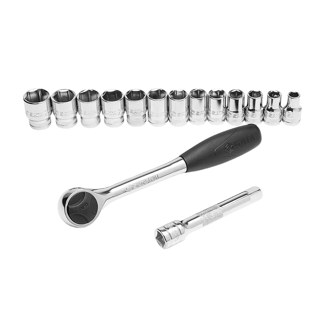 juego de copas sata, copas métricas 6pt, herramienta mecánica, ratchet de desacople rápido, copas 1/2 pulgada, herramientas profesionales, juego de dados, extensión angular, estuche de herramientas, copas para mecánica, kit de copas sata, copas de impacto, herramientas automotrices, copas milimétricas, herramientas 15 piezas