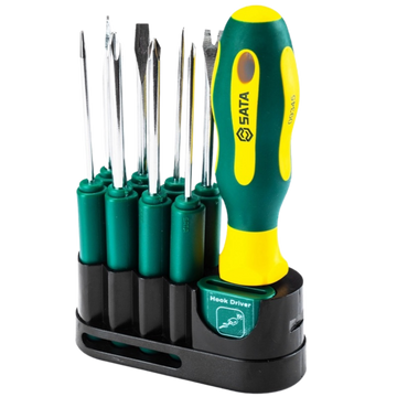 destornilladores intercambiables sata, juego de destornilladores 10 piezas, set de puntas sata, herramienta de mano, destornillador ergonómico, puntas de acero resistentes, herramientas multifunción, destornillador profesional, destornilladores para hogar, set compacto de herramientas, juego de puntas intercambiables

